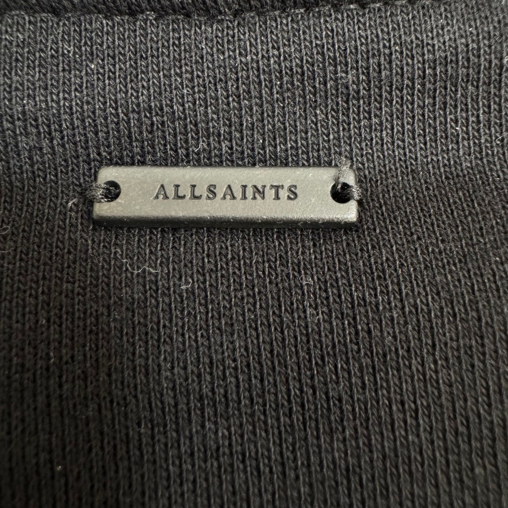 NWOT AllSaints Black Organic Cotton Gracie Sweatshirt Lace Ruffle Sleeve Large - Picture 15 of 15